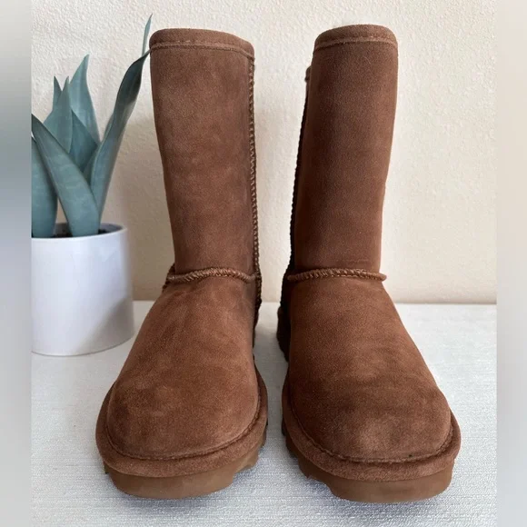 New BearPaw Elle Cognac Suede Sheep Skin Wool Mid Height Boots Women’s 8 - Picture 5 of 15